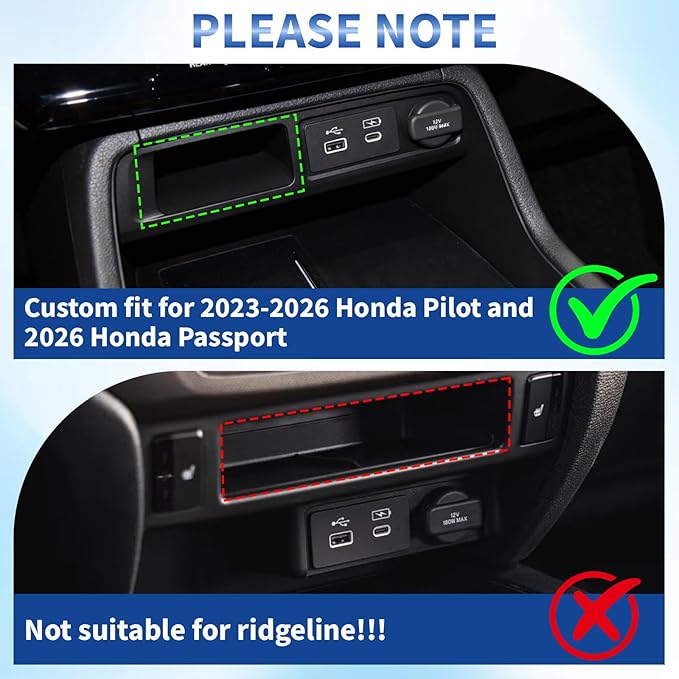Storage Drawer Tray Fit for 2023 2024 2025 2026 Honda Pilot/2026 Honda Passport Accessories - Center Console Organizer Secret Compartment Storage Box Interior Accessories (Not for 2017-2025 Ridgeline)