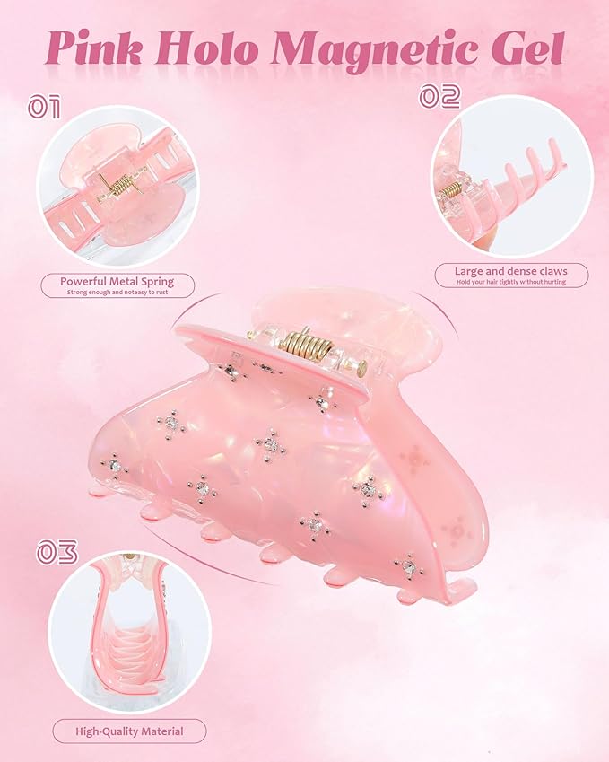 6PCS Acrylic Marbled Hair Claw Clips - Include No Bend No Crease Hair Clips and Medium Rhinestone Claw Clip, Cute Stylish Hair Accessories for Women Makeup, Strong Hold Non Slip for Thick Thin Hair