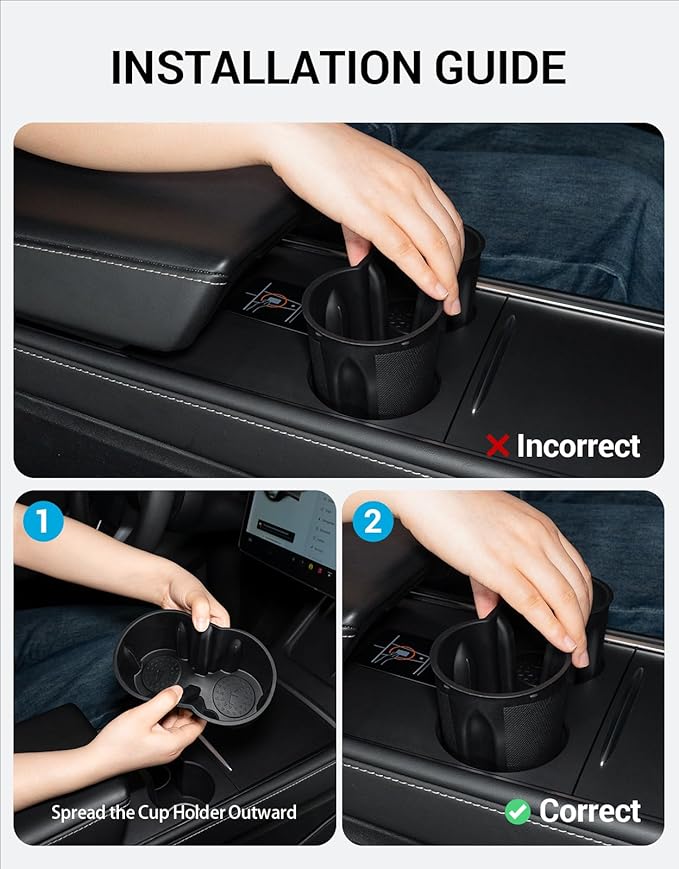 Motrobe Tesla Model Y 2021-2024 Model 3 2021-2023 Center Console Cup Holder Insert Tesla Center Console Interior Accessories (Not Fit Model Y Juniper 2025 2026 Model 3 Highland 2024 2025)