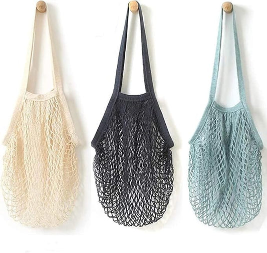 YOYI YOYI Reusable Produce Bags Cotton Mesh Grocery Bags, Washable Portable Vegetable Bag, 100% Cotton Mesh String Organizer Shopping Bag Handle Net Tote