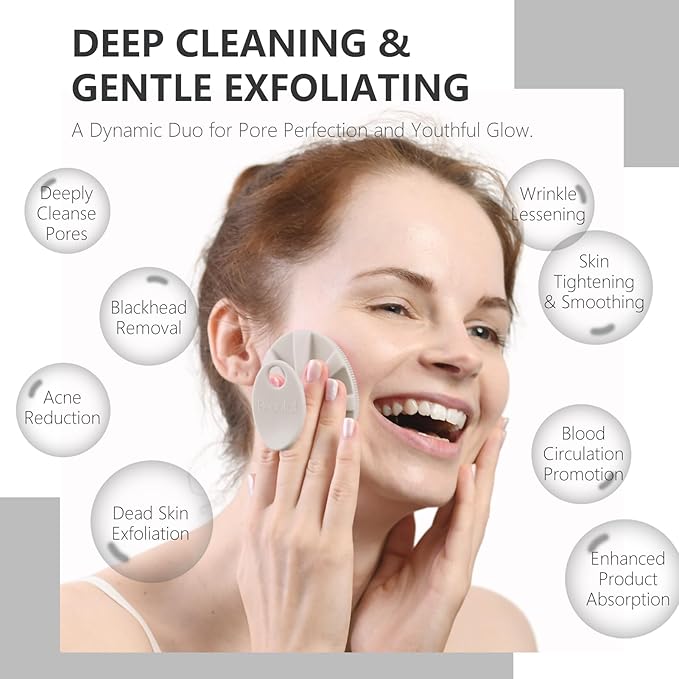 Silicone Face Scrubber 2 Pack, Manual Facial Cleansing Brush, Gentle Face Exfoliator for Sensitive Skin, Skin Care Exfoliating Face Brush for Men and Women, Black+Starlight