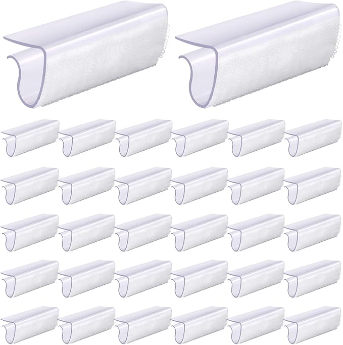 Glarks 30 Pack Rectangular Shape Plastic Table Cover Clips Tablecloth Clips Table Skirting Clips with Hook and Loop for 3/4 to 1 inch Table for Indoor Outdoor Wedding Party Picnic Events