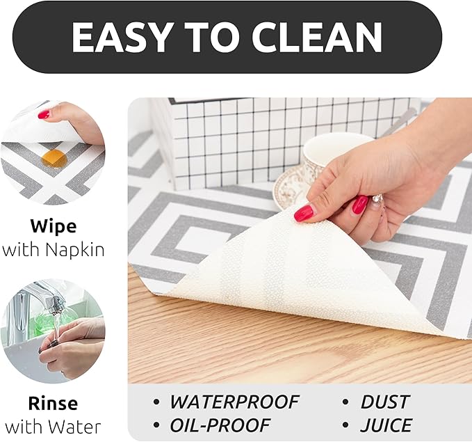 RAY STAR 18X96 Inch Shelf Liner for Kitchen Cabinets, Non-Adhesive Cabinet Liner Washable, PVC Drawer Liner for Dresser Non-Slip Bathroom (Modern Grey)(2 Roll)