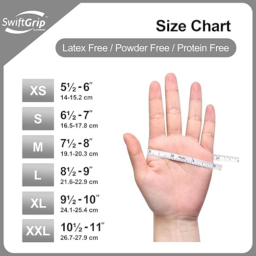 SwiftGrip Disposable Nitrile Exam Gloves, 3-mil, Medium, Box of 50, White Nitrile Gloves Disposable Latex Free for Medical, Cleaning, Cooking & Esthetician, Food-Safe, Powder-Free, Non-Sterile