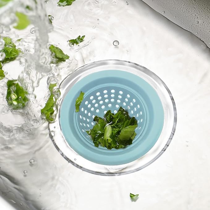 2 PCS Kitchen Stainless Silicone Sink Strainer, 4.5 inch Diameter… (Baby Blue)