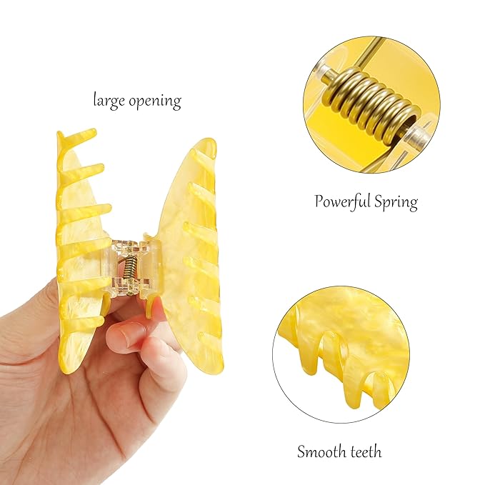 CWJCYTNSN 2 PCS Hair Claw Clips for Women Non-slip Hair Clips Strong Hold Large Hair Claw Clip for Thick Thin Hair Pink Elegant Hair Accessory for Girls