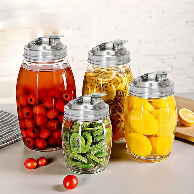 Mason Jar Pour Spout Lid Stainless Steel,Pour Spout Flip Cap Lids for Mason Jars,No Rust Leaking Proof for Home Brewing Fruit Fermenting Drinks Airtight(2PCS) (Wide Mouth)