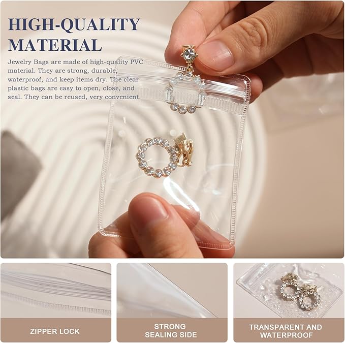 Travel Jewelry Bags, 20Pcs Clear Travel Jewelry Organizer, Portable Anti Tarnish Jewelry Storage Pouch Bag Gift for Women Girl, 20Pcs Clear Bags