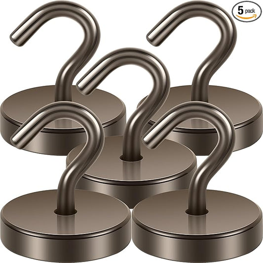 Neosmuk Magnetic Hooks, Cruise Ship Essentials, 130lb+ Heavy Duty Magnetic Hooks for Cruise Cabins, Refrigerator, Grill, Hanging, and Travel | Extra Strong Must-Haves Magnet Hook,Brown