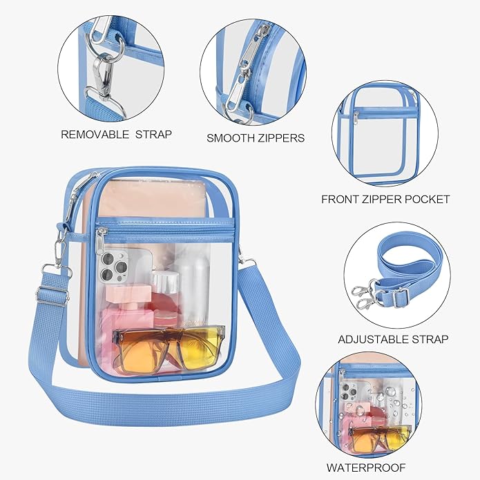 USPECLARE Clear Purse Stadium Transparent Messenger Bag Stadium Approved for Men and Women Clear CrossBody Bag