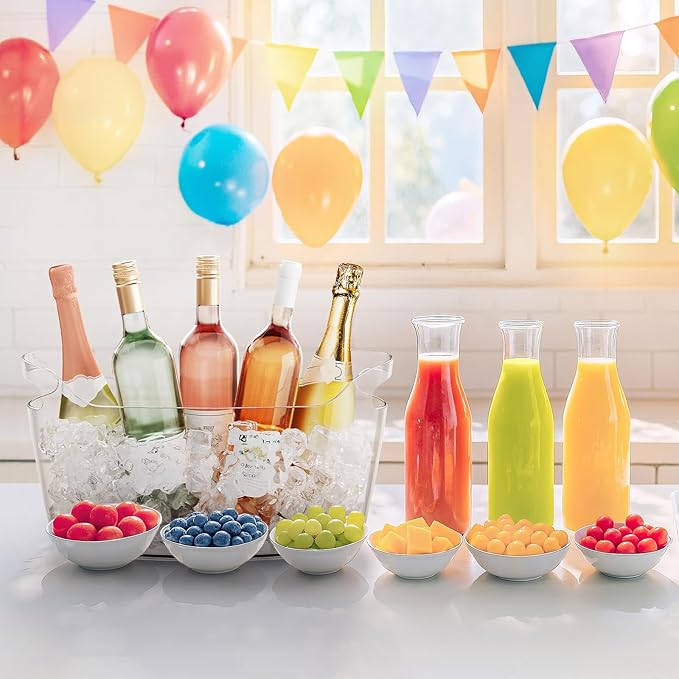 Lifewit 6.5L Ice Bucket for Parties 4 Pcs, Portable Drink Bucket for Cocktail Bar, Plastic Champagne Cooler for Beverage/Wine/Beer, Mimosa Bar Supplies Chiller Tub with Scoop 38 x18x20 cm/15x7x8"