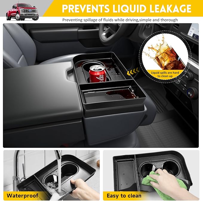 Jump Seat Cup Holder Organizer for 2021-2025 Ford F150 & 2023-2026 Ford F250 F350 F450 F550 F600 Super Duty Center Console Cup Holder Insert Cupholder Coaster Liner Accessories(Jump Seat Only)