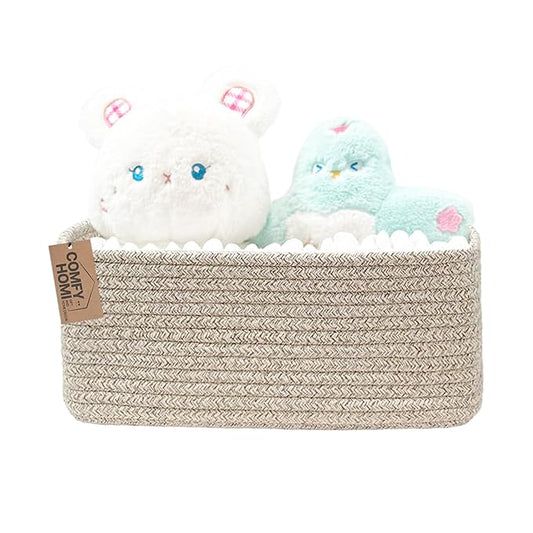 COMFY-HOMI 11.5"x7.5"x4.7" Storage Baskets for Organizing | Cotton Rope Woven Basket | Toy Storage Bin Box | Basket for Shelves, Closet Organizer Bin, Decorative Closet Shelf, 1 Pack all brown