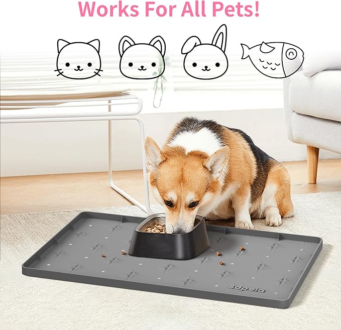 Sdpeia Under Sink Mat 22"×14" Waterproof Silicone Cabinet Liner & Sink Protector for Kitchen & Bathroom, Multi-Purpose Organizers Tray for Pets, Laundry, Cat Litter Mat,Gray