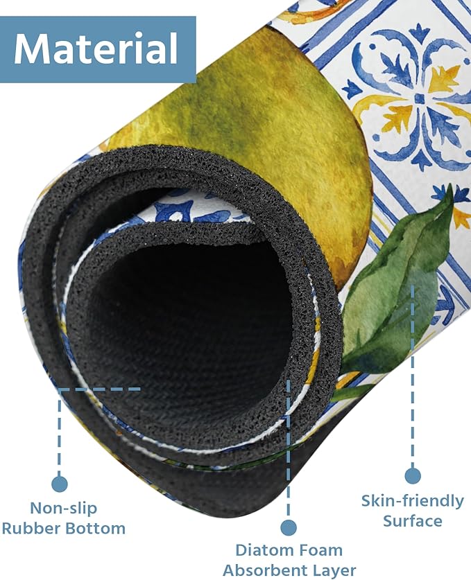 Patterned Sink Faucet Mat Kitchen Splash Guard Super Absorbent Drying Mat, Non-Slip Drain Pad for Kitchen Counter or Bathroom-15x5.5in