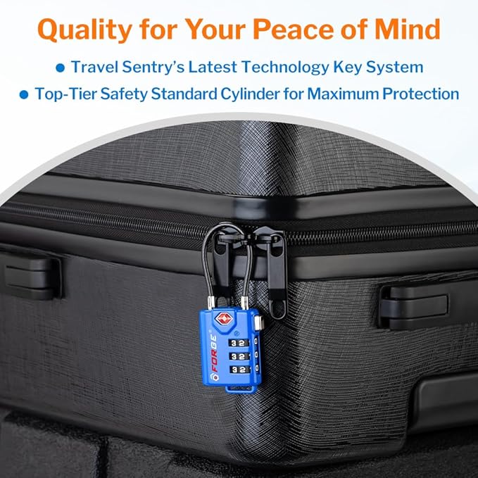 TSA Approved Cable Luggage Locks, Re-settable Combination with Alloy Body