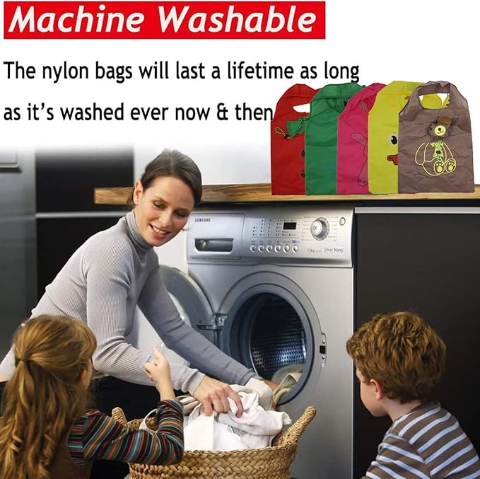 20 Pack Reusable Shopping Bags,Bulk Foldable Portable Reusable Grocery Bags Lightweight Polyester Grocery Shopping Tote Bag (Animal)