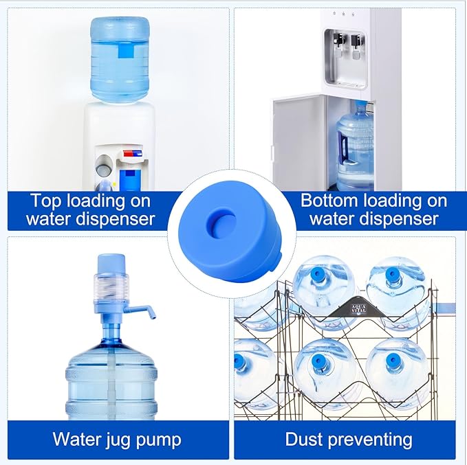 5 Gallon Water Jug Cap,Silicone Reusable Replacement Cap, Non Spill Bottle Caps for 55mm Bottle Water Dispenser Caps (10)