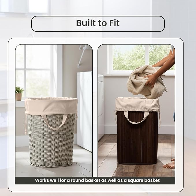 LFH Home Large Premium 100% Cotton Canvas Laundry Bag with Drawstring and Handles Heavy Duty, Multi-Use, and Washable for Home, Travel, College or Storage 28x40 (Pack of 6)-Natural