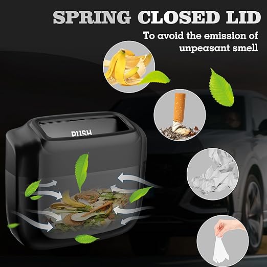 2 Packs Car Trash Can with Lid，Built-in Storage Garbage Bag，Leakproof Vehicle Trash，Car Accessories for Interior,Mini Garbage Bin for Automotive, Office, Kitchen,Bedroom，with 30pcs Trash Bags