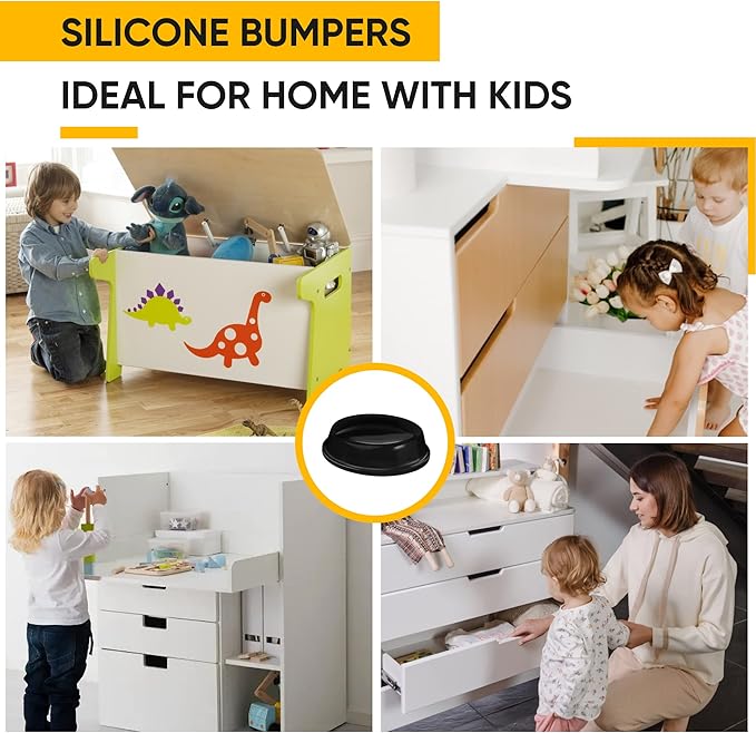 128 Self Adhesive Cabinet Door Bumpers – Sticky Black Silicone Rubber Pads for Furniture Drawers, Kitchen Cabinets, Decor, Wall Protection – Vellax