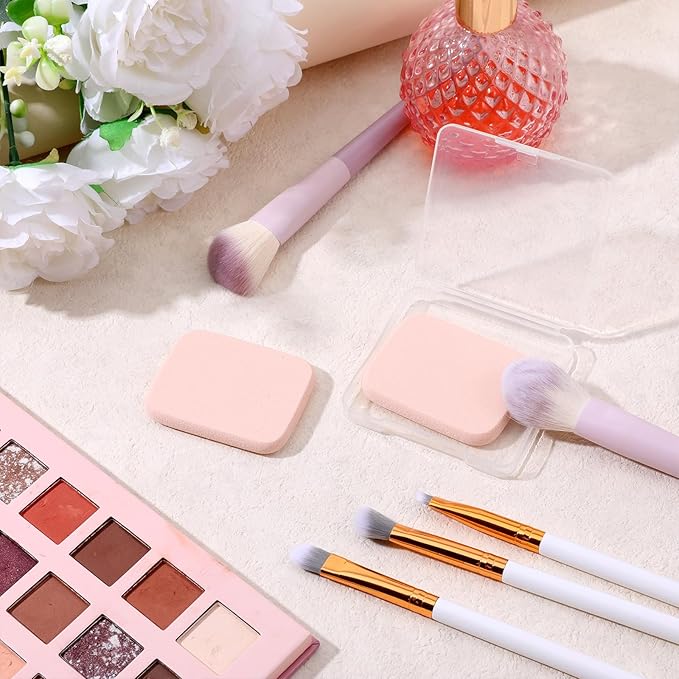 2Pcs Square Makeup Sponges for Foundation with 1 Travel Case, Face Sponge Foundation Blender, Cosmetic Sponge for Makeup, Blender Sponges Replacement for Cosmetic, Sensitive and All Skin Types