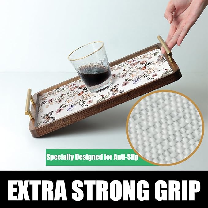 Floral Shelf Liners 24IN x 10FT Non Adhesive and Strong Non-Slip Shelf and Drawer Liners for Kitchen Cabinet Wire Fridge, Waterproof Shelf Drawer Liner,Easy to Clean