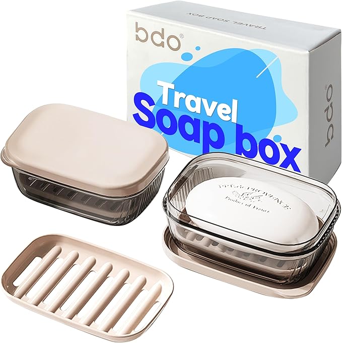 Travel Soap Case, Leakproof Soap Container with Lid, Portable Bar Soap Holder for Traveling, Soap Dishe for Bathroom, Shower, Gym, School, Camping, Vacation, Outdoor,Travel Essentials