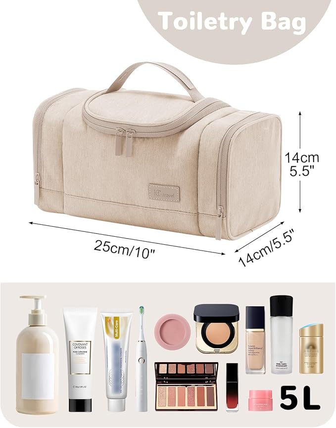 Waterproof Small Toiletry Bag for Women, Travel Toiletry Organizer Cosmestic Bag for Toiletries Accessories, Suitable Capacity Makeup Bag for Travel-Sized Essentials, Pink