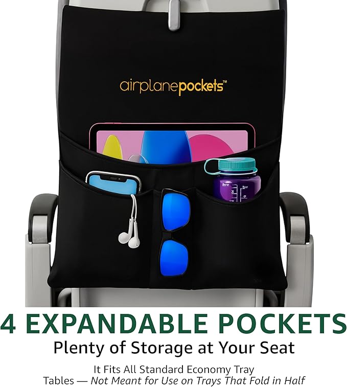 Airplane Pockets - Airplane Accessories - Plane Travel Essentials - Travel Organizer - Seat Storage Organizer - Air Travel Essentials - Seatback Organizer - International Travel Accessories Must-Haves