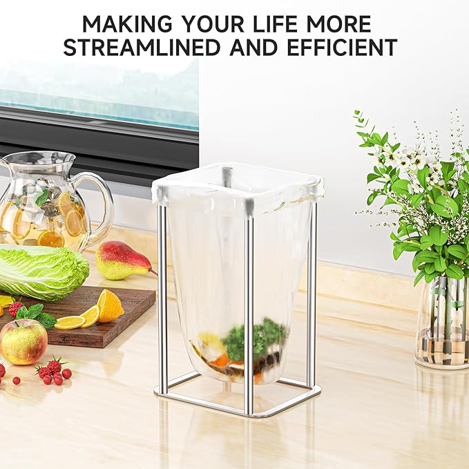 Water Bottle Drying Rack, Stainless Steel Bottle Dryer Rack, Baby Bottles Rack Dryer, Cup Drying Rack, Reusable Bag Drying Stand, Kitchen Stand Holder for Glass Bottles, Plastic Bag (Silver)