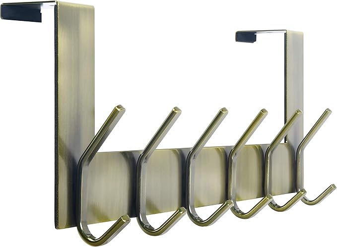 WEBI Over The Door Hooks for Hanging, Over The Door Towel Rack, Over Door Coat Hanger, Over Door Coat Rack for Hanging Towels, Hats, Clothes, Behind Back of Bathroom, Bronze