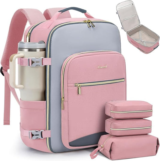 LOVEVOOK 50L Travel Backpack for Women & Men, Airline Approved Carry On Luggage with 3 Packing Cubes, TSA Overnight Bags, Waterproof Personal Item Bag, Weekender Essentials Backpacks fits 17" Laptop
