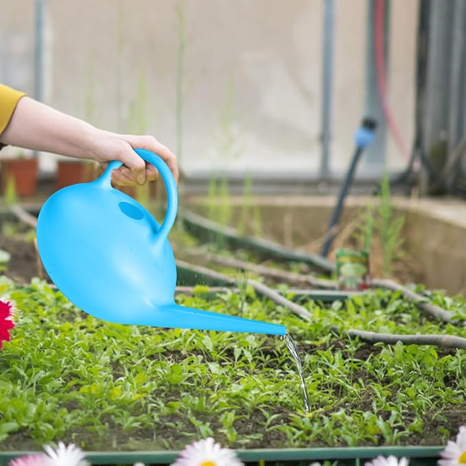 ZXJ Small Plastic Watering Can - 1/4 Gallon - for Home Plant Garden - Blue
