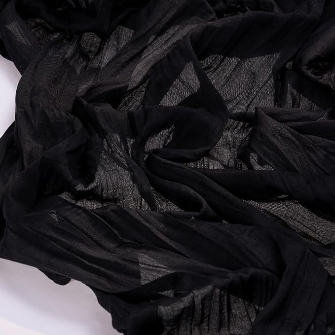 Socomi 3pcs Black Summer Cheesecloth Table Runner Boho Rustic Gauze 120 inch 10FT Cheese Cloth Sheer Runner for Wedding Party Baby Shower Birthday Home Decor Holiday Decorations