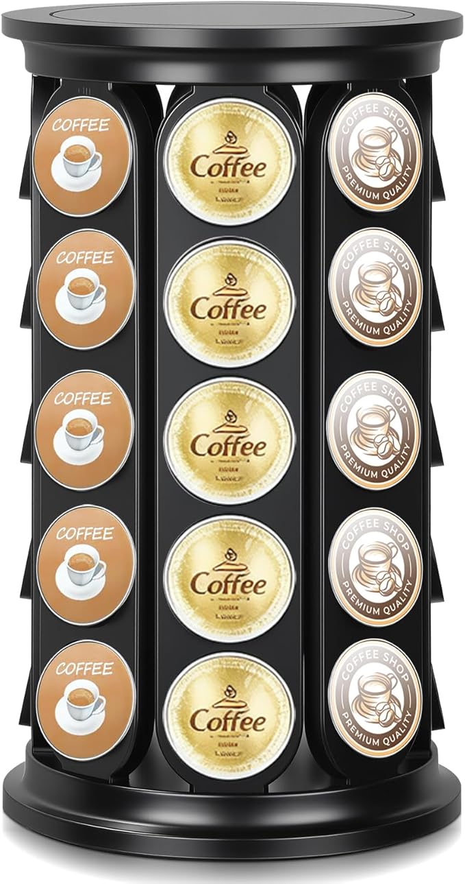 Coffee Pod Holder, Rotating Coffee Pod Organizer for 40 K-Cup Pods - 360° Carousel Holder for Keurig Capsules, Large Capacity Storage for Home or Office Counter Organizer