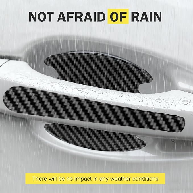 8PCS Car Door Handle Scratch Protectors, Carbon Fiber Vehicle Doors Handle Cover Guard Protective Film, Waterproof Car Door Handles Bowl Sticker, Universal Accessory for Most Auto Handles