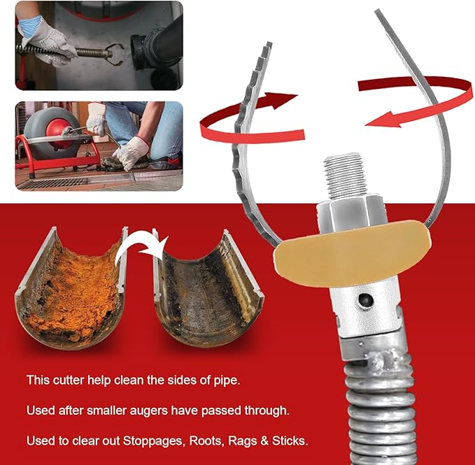 52812 T-230 2" Heavy Duty C-Cutter Drain Cleaning Auger for Ridgid Sectional Cables C-4 C-6 C-7 C-8 & C-9, Compatible with Drain Cleaning Machines K-40 K-45 K-50 K-3800