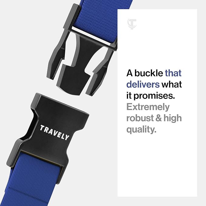TRAVELY Luggage Straps - Particularly conspicuous & Secure - Incl. 2 Name Tags - Luggage Strap Ideal crosswise - [Set of 2]