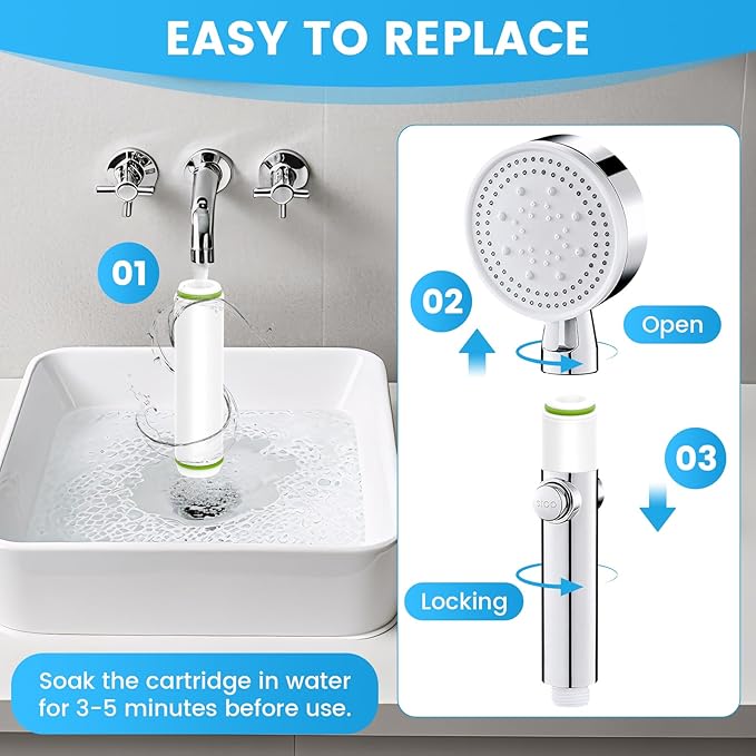 4 Pack Replacement Filters Compatible With PWERAN Handheld Shower Head,Shower Filter For Fitespot,Removes Chlorine