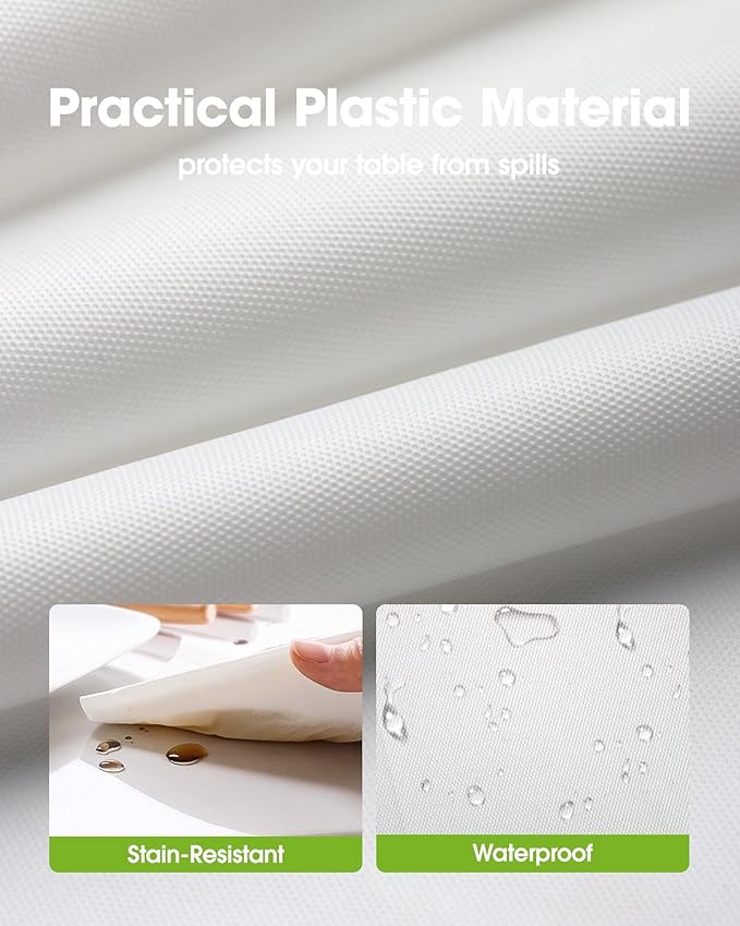 Pureegg Plastic Table Cloth Disposable 10 Pack, 84'' Round Table Cloths, Party, Picnic, Wedding, Decorative Tablecloths, Round, White Plastic Cover, Leakproof & Sturdy, White