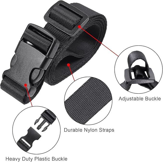 Vigorport Utility Straps Quick Release Nylon Backpack Accessory Bag Strap, Adjustable for Hiking, Travel, Outdoor Sports-4 Pack (Black, 1" W-79 L)