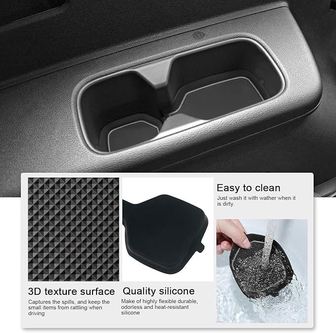 Cup Holder Coaster for Kia Telluride Accessories 2020 2021 2022 2023 2024 2025 Silicone Cup Holder Insert Mat Non-Slip Center Console Pad Car Interior Accessories Decoration (Gray Trim,6-pcs kit)