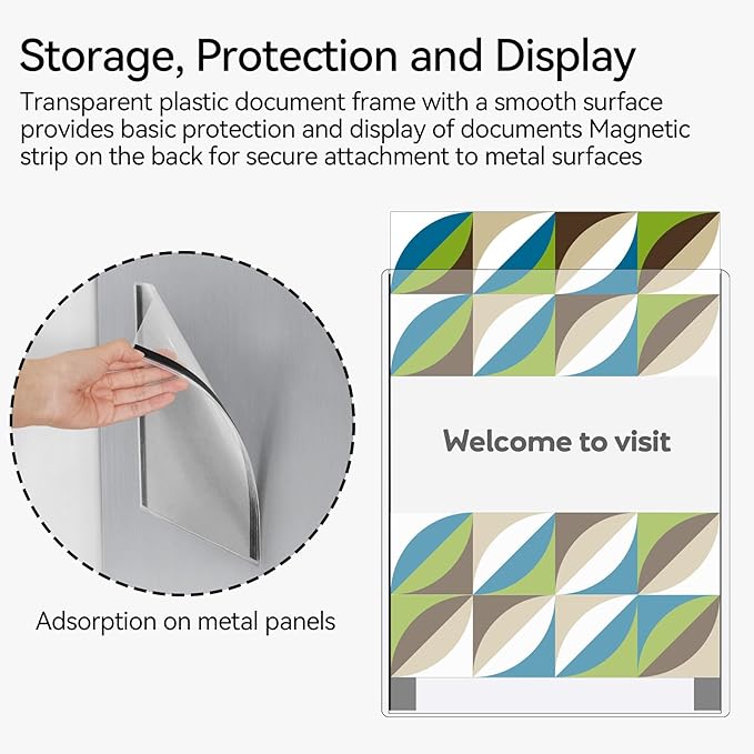 10 Pcs 8.5'' x 11'' Rigid Magnetic Sign Holders - Clear Plastic Document Frames with Magnet Borders for Letter Size Posters - Perfect for Home, Office, and Store Displays