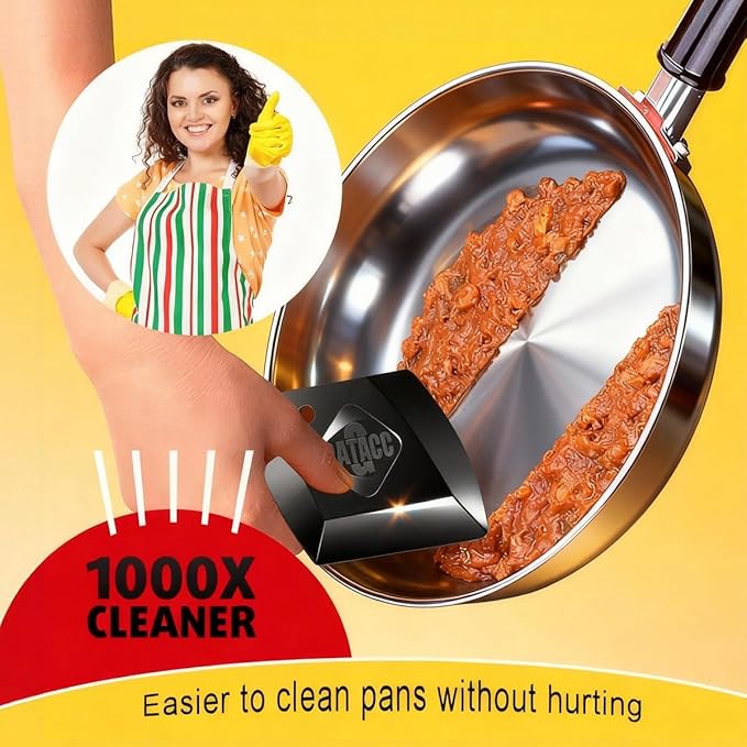G.CATACC 4-Pack Pan Scraper, Non Scratch Plastic Dish Scrapers for Cast Iron Skillets Pot Pan Counter Cleaning, Kitchen Scraper Tool