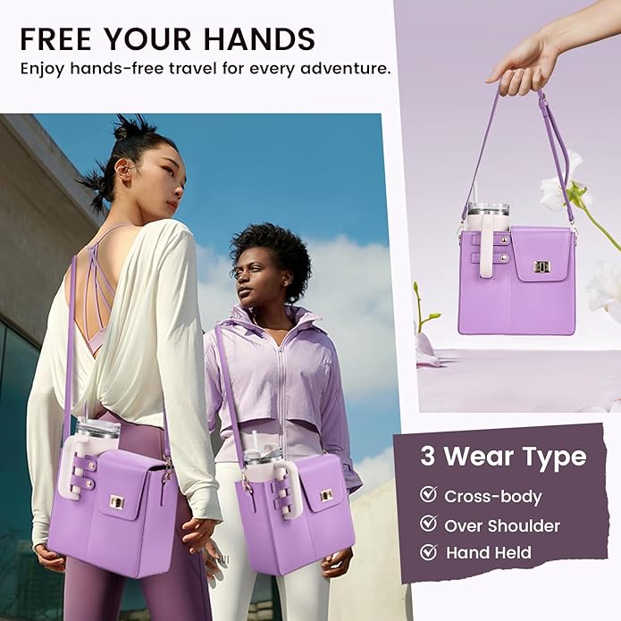 Outdoor Portable Crossbody Water Cup Purse Bag Water Bottle Carrier Bag with Phone Pocket Tumbler Carrier with Strap