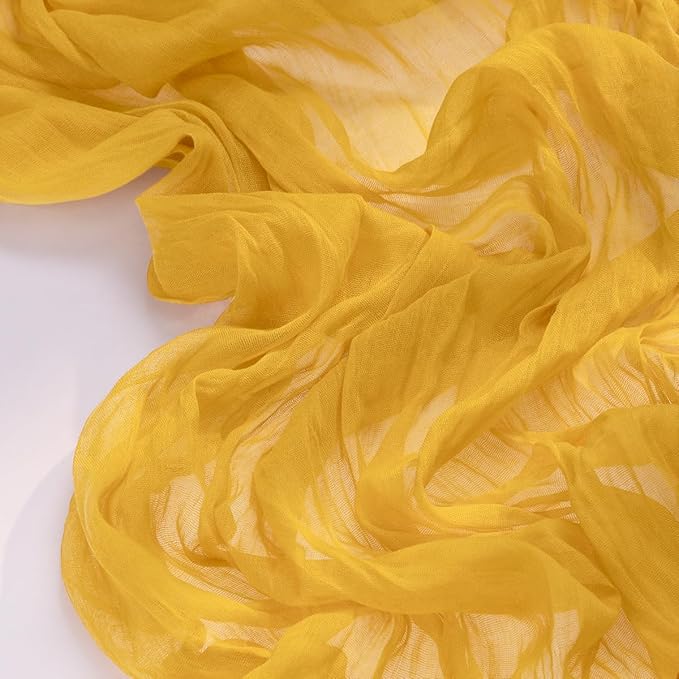 Socomi 2pcs Gold Yellow Summer Cheesecloth Table Runner Boho Rustic Gauze 120 inch 10FT Cheese Cloth Sheer Runner for Wedding Party Baby Shower Birthday Home Decor Holiday Decorations