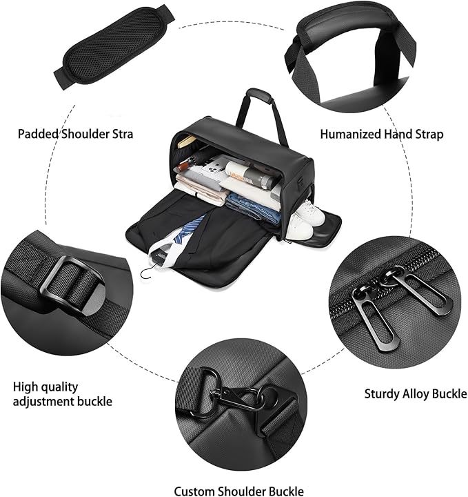 Garment Bags for Travel, 45L Carry-on Convertible Garment Duffle Bag for Men and Women - 3-in-1 Hanging Suit Travel Bag with Shoulder Strap