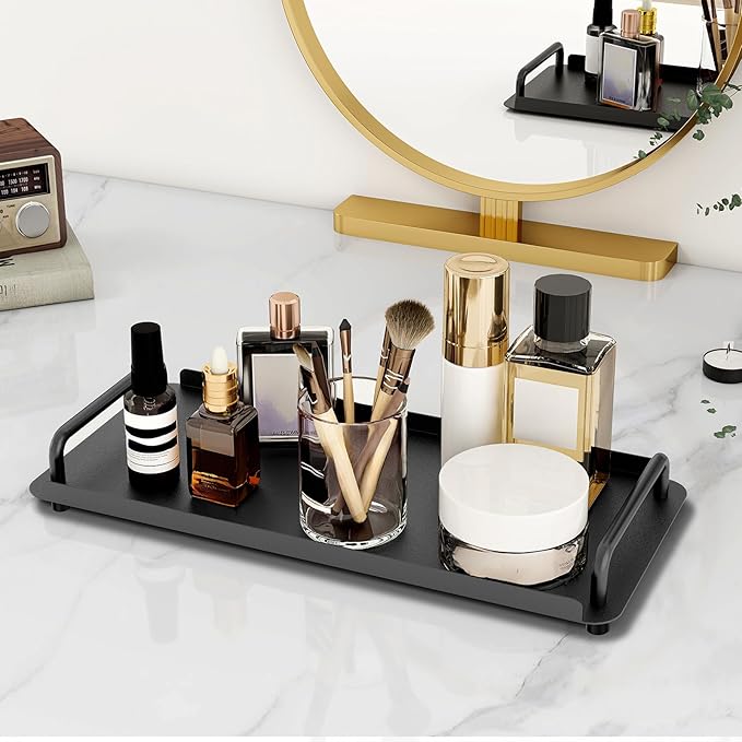 2 Pack Toilet Paper Storage, Toilet Tank Tray with Handle, Toilet Paper Basket for Bathroom, Toilet Tank, Kitchen (Black)