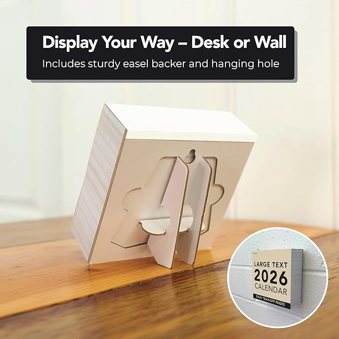 2026 Large Text Daily Calendar | Today Is Box Calendar with Big Dates For Easy Reading, Great for Home or Office, Calendar Gift For Her or Him. Hanging Wall Calendar for Work